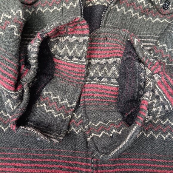 Woolrich Womens Small Shirt Jacket Wool Blend Gray Red Southwest Striped Zip Up - Picture 11 of 15